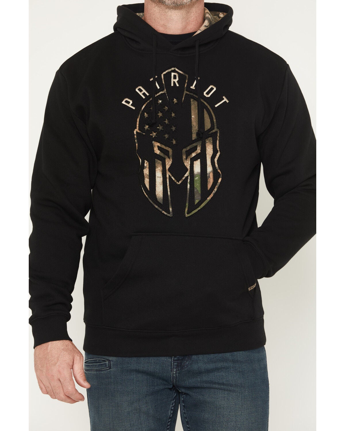 Image #3 - Buckwear Men's Camo Spartan Patriot Hooded Sweatshirt - Big, Black, hi-res
