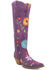 Image #1 - Dingo Women's Flower Power Suede Tall Western Boots - Snip Toe, Purple, hi-res