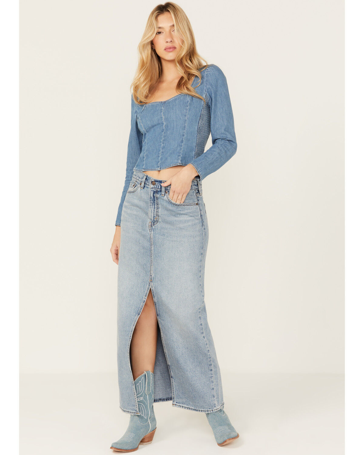 Image #1 - Levi's Premium Women's Ankle Column Denim Skirt, Light Wash, hi-res