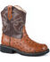Image #1 - Roper Women's Ostrich Print Western Boots - Round Toe , Tan, hi-res