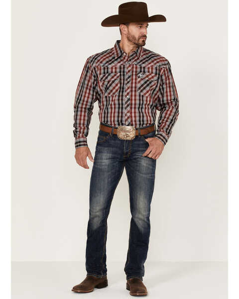 Image #2 - Cowboy Hardware Men's Arroyo Large Plaid Snap Western Shirt , Red, hi-res