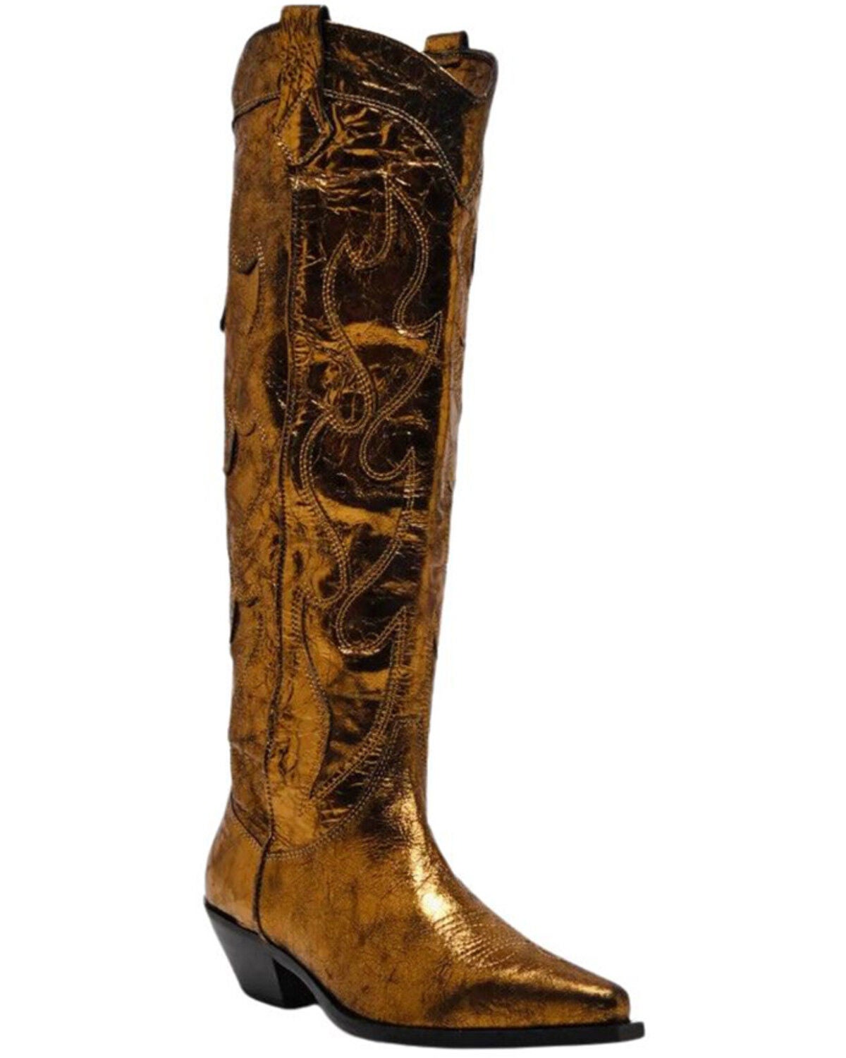 Free People Women's Moody Metallic Tall Western Boots - Snip Toe, Bronze, hi-res