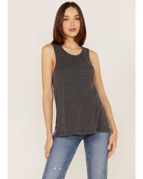 Image #1 - Cleo + Wolf Women's Crossover Back Tank Top, Grey, hi-res