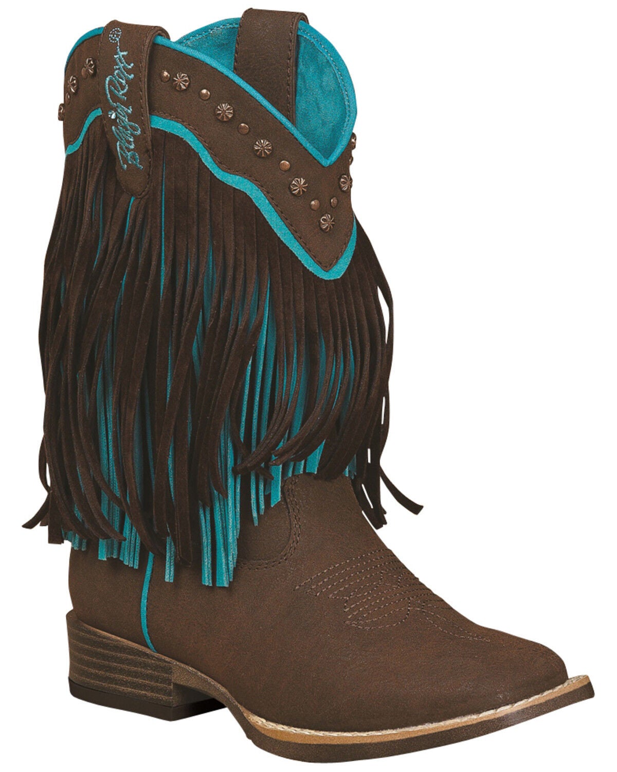 teal fringe boots