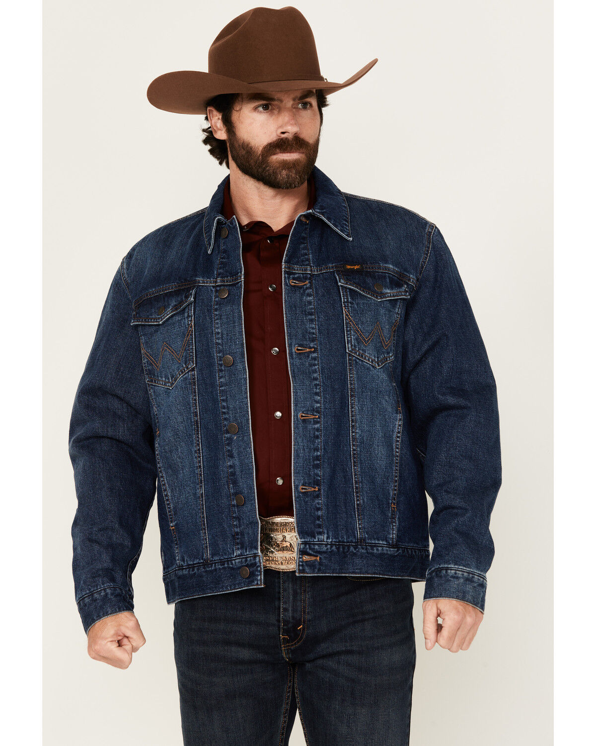 Image #1 - Wrangler Men's Medium Wash Flannel Lined Denim Jacket, Medium Wash, hi-res