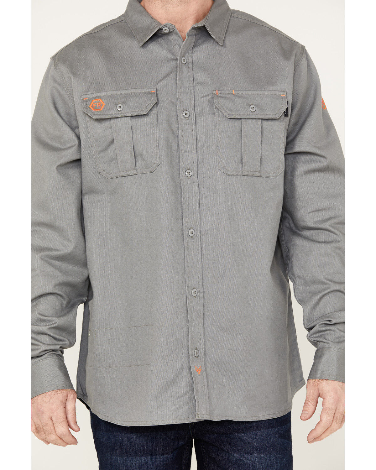Image #3 - Hawx Men's FR Solid Long Sleeve Button-Down Woven Shirt, Silver, hi-res