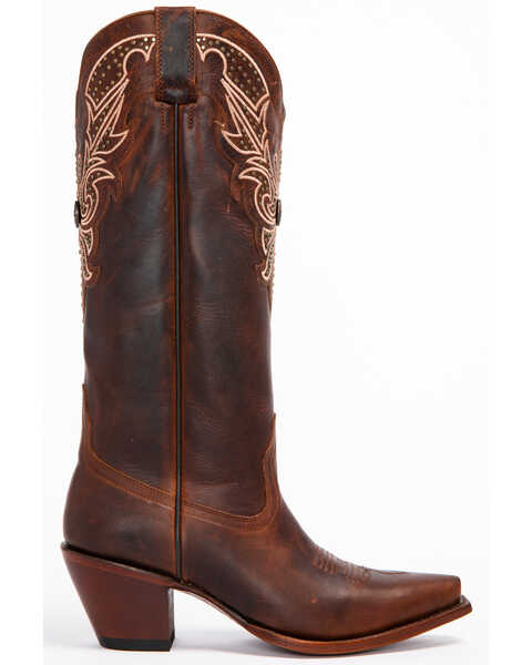Image #2 - Shyanne Women's Mariel Floral Embroidered Studded Concho Western Boots - Snip Toe, Brown, hi-res