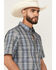 Image #2 - Cody James Men's Nevada Plaid Print Short Sleeve Button-Down Stretch Western Shirt, Blue, hi-res