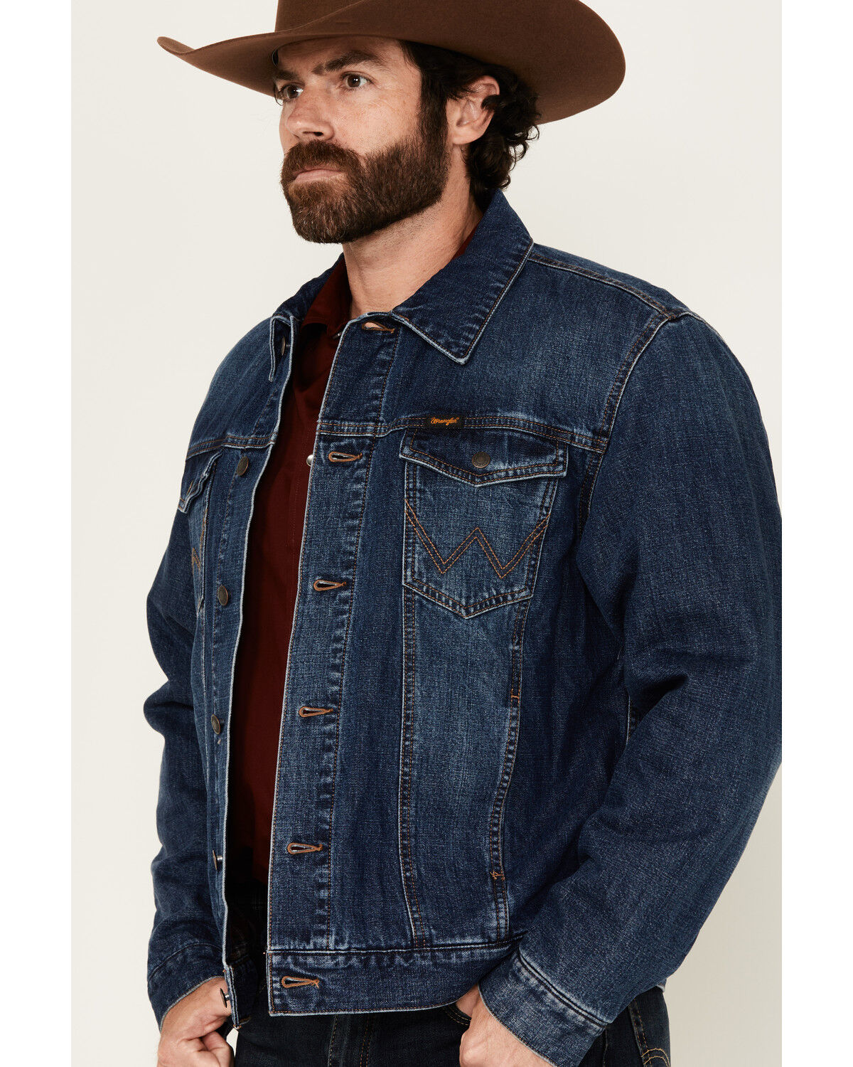 Image #2 - Wrangler Men's Medium Wash Flannel Lined Denim Jacket, Medium Wash, hi-res