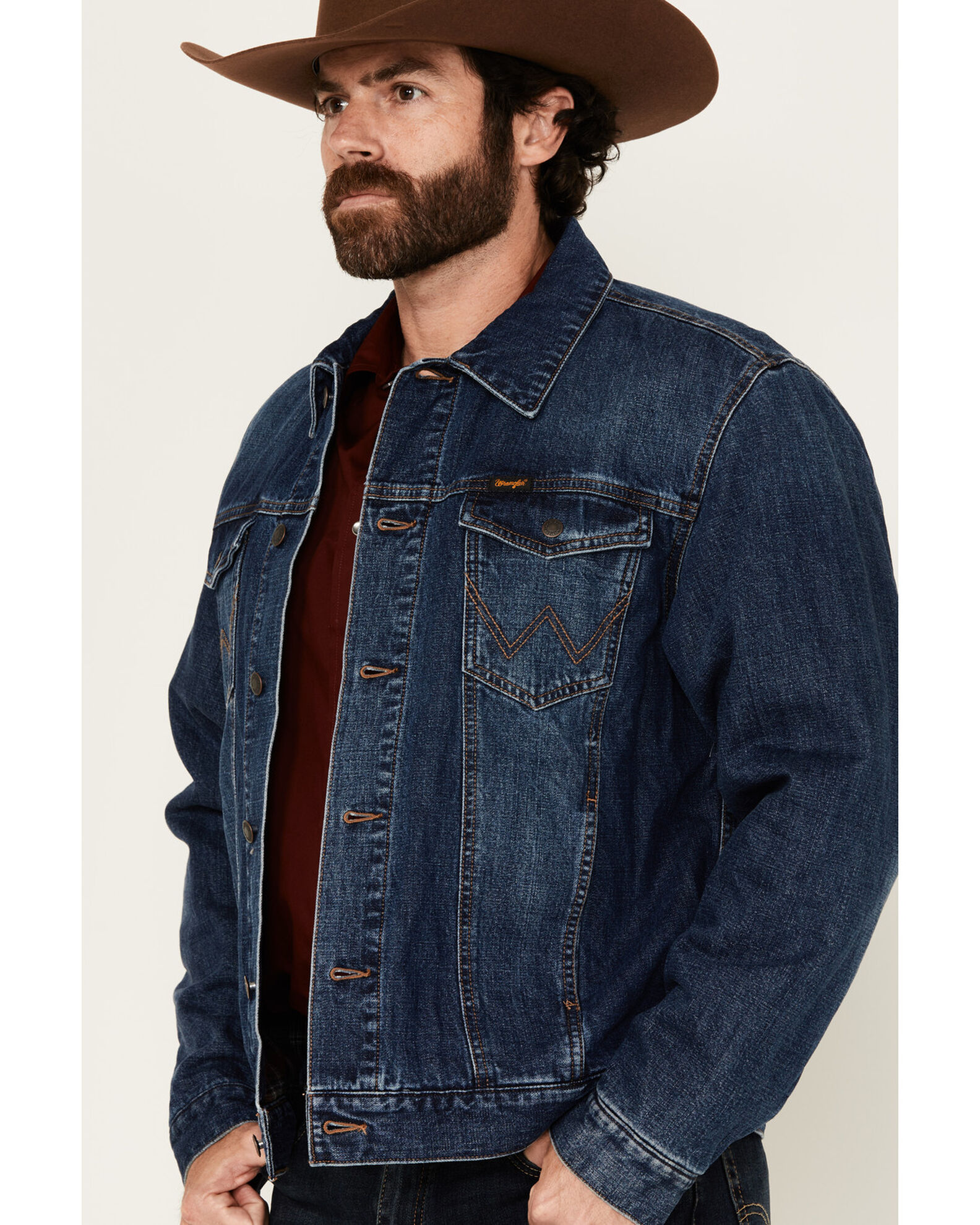 Wrangler flannel lined denim jacket cheap