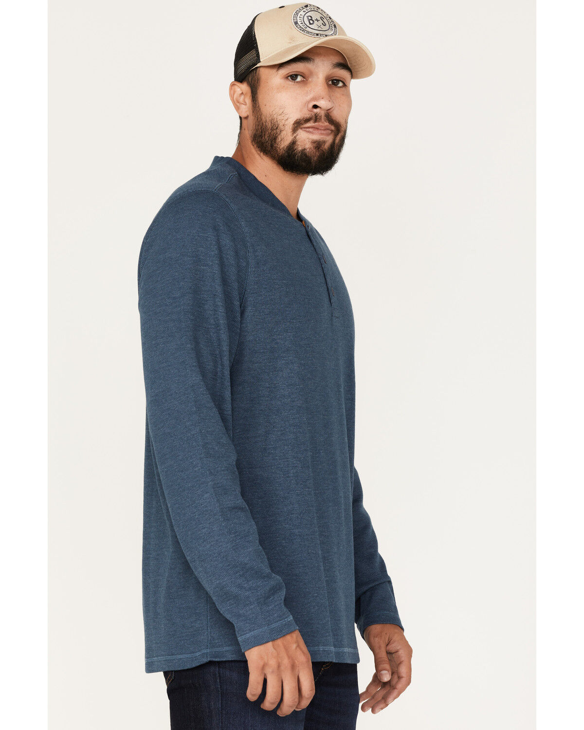 Image #2 - Brothers and Sons Men's Henley Thermal T-Shirt, Blue, hi-res