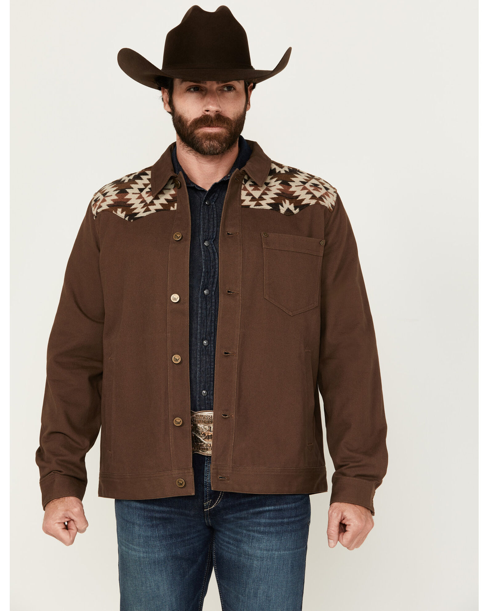 Product Name: Cody James Men's Goldmine Southwestern Print Yoke Canvas  Trucker Jacket