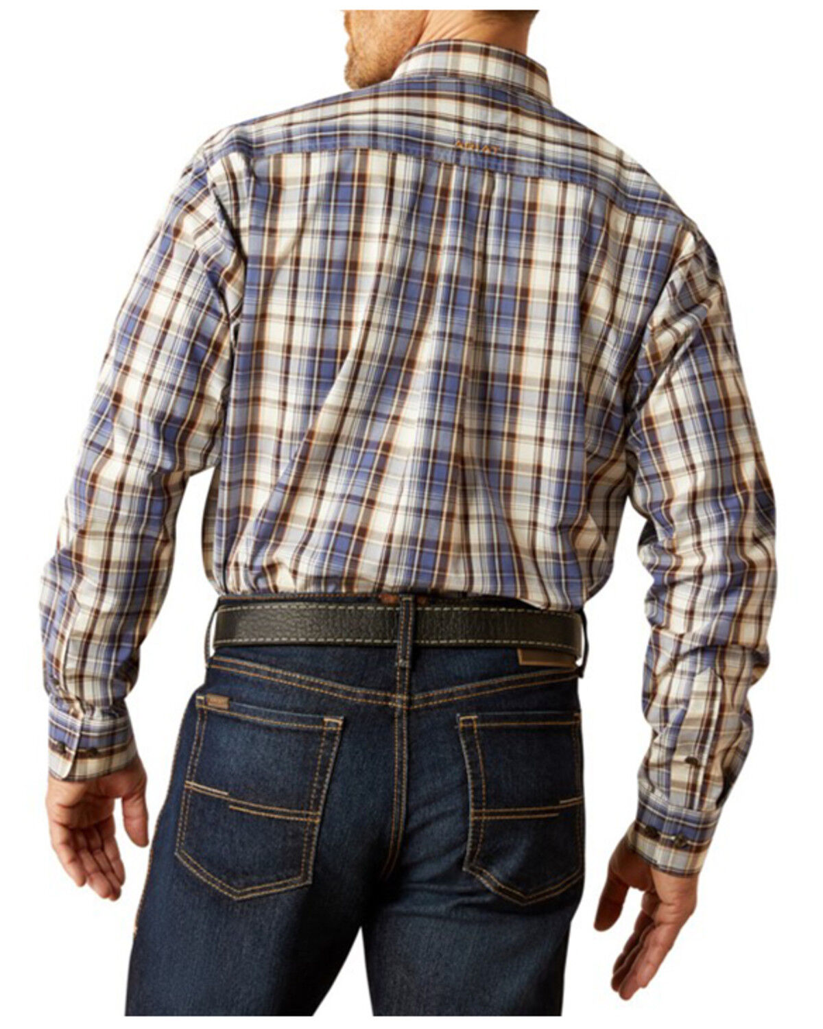 Image #2 - Ariat Men's Cameron Plaid Print Long Sleeve Button-Down Western Shirt, Blue, hi-res
