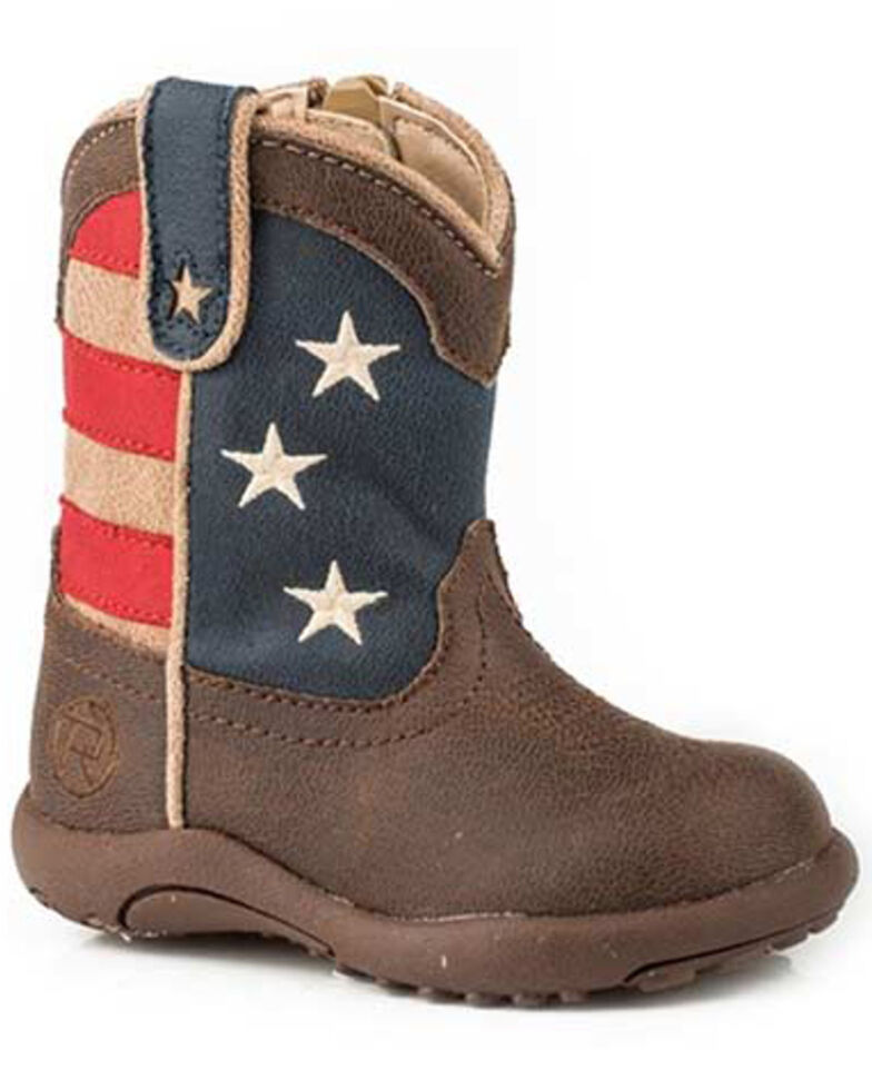 Roper Toddler Boys' American Patriot Western Boots - Round Toe, Brown, hi-res