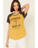 Cut & Paste Women's American Rodeo Graphic Contrast Short Sleeve Raglan Tee , Dark Yellow, hi-res