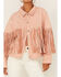 Image #3 - Understated Leather Women's Howling Moon Fringe Leather Jacket, Pink, hi-res