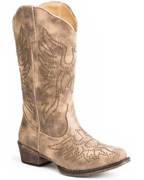Image #1 - Roper Women's Vintage Western Boots - Snip Toe, Tan, hi-res