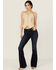 Image #1 - Shyanne Women's Bohemia Dark Wash High Rise Flare Stretch Denim Jeans, Dark Wash, hi-res