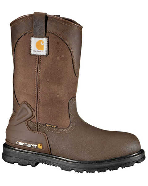 Carhartt 11" Bison Waterproof Mud Wellington Work Boots - Steel Toe, Brown, hi-res