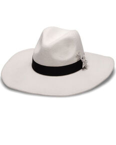 Nikki Beach Women's Astrid Star Crystal Wool Felt Western Hat , White, hi-res