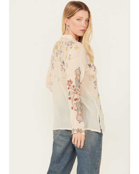 Image #4 - Johnny Was Women's Long Sleeve Floral Embroidered Blouse , Ivory, hi-res