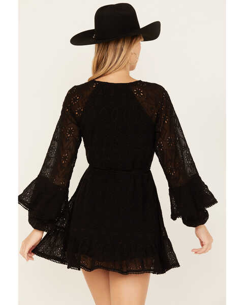 Image #4 - Shyanne Women's Lace Ruffled Mini Dress, Black, hi-res