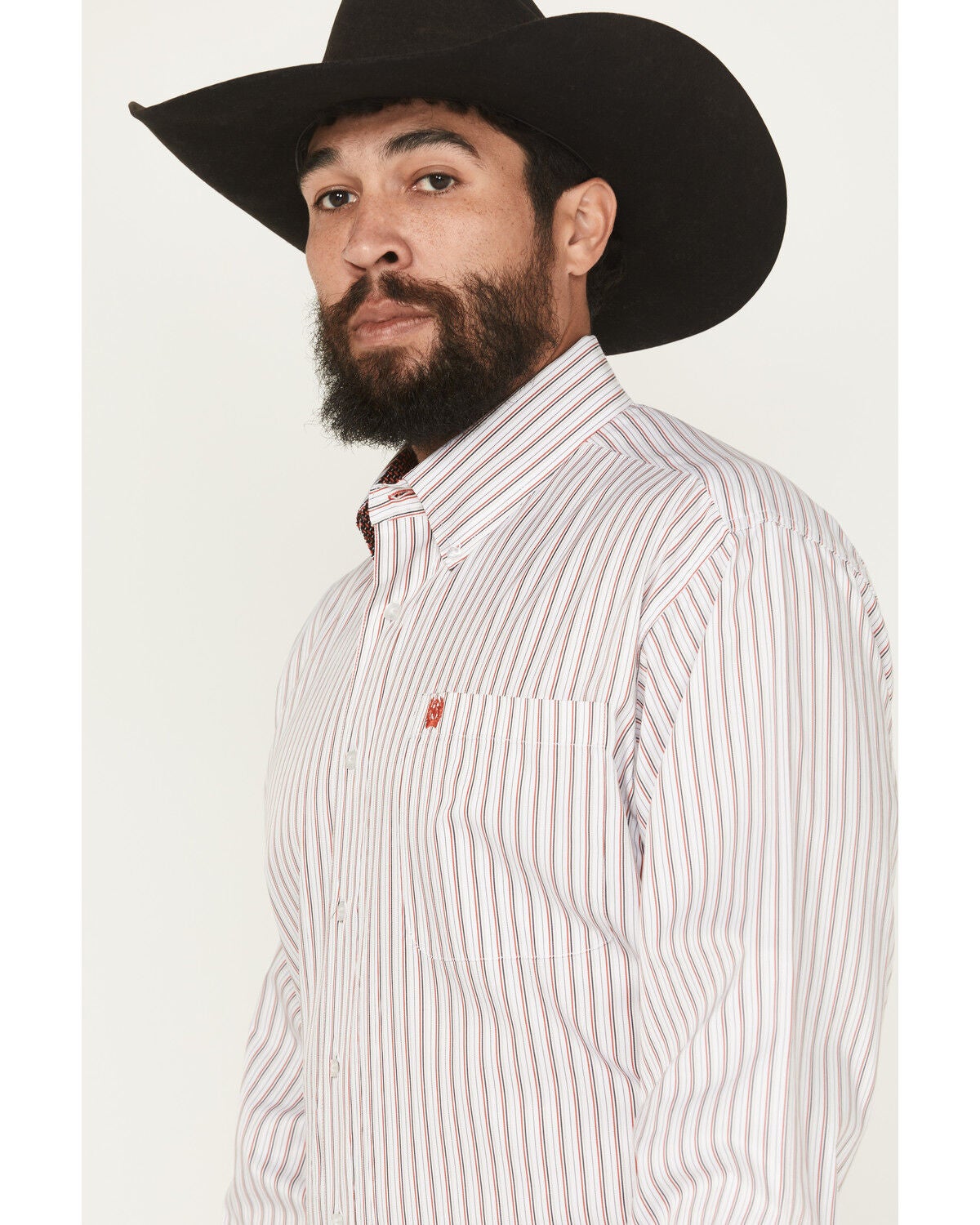 Image #2 - Cinch Men's Striped Print Tencel Long Sleeve Button-Down Western Shirt, White, hi-res