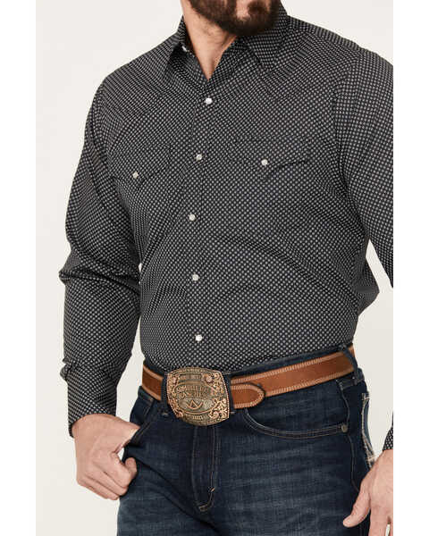 Image #3 - Ely Walker Men's Geo Print Long Sleeve Pearl Snap Western Shirt, Black, hi-res