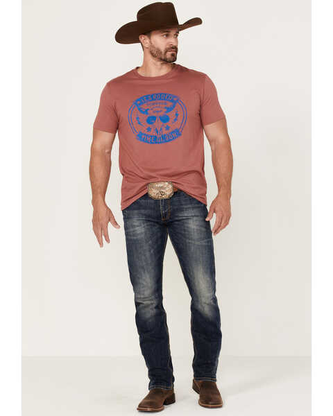 Image #2 - Dale Brisby Men's Rodeo Ol' Son Steerhead Skull Graphic Short Sleeve T-Shirt , Red, hi-res