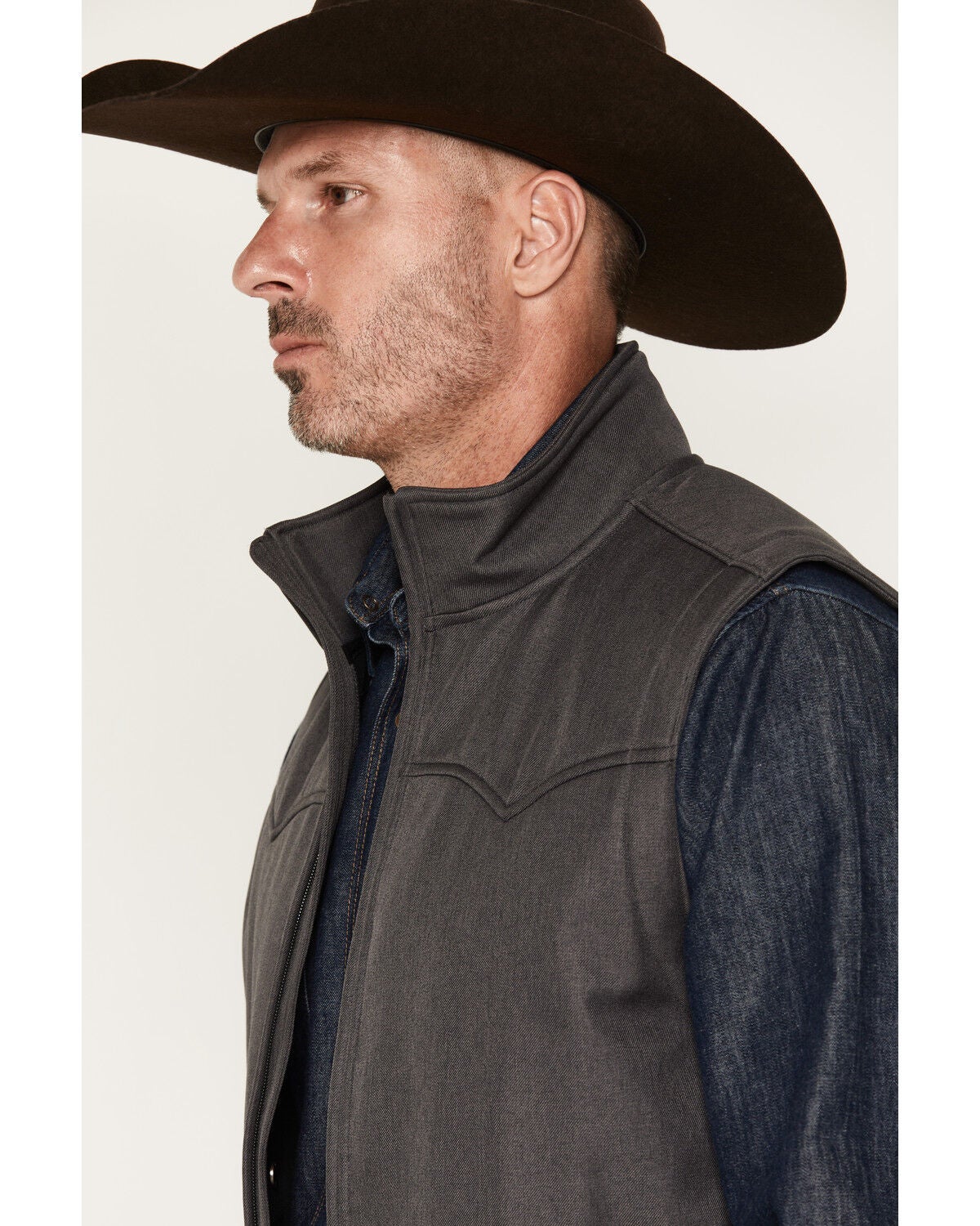 Image #2 - Cinch Men's Bonded Solid Concealed Carry Softshell Vest, Charcoal, hi-res
