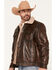 Image #2 - Cripple Creek Men's Sherpa Lined Concealed Carry Trucker Jacket, Brown, hi-res