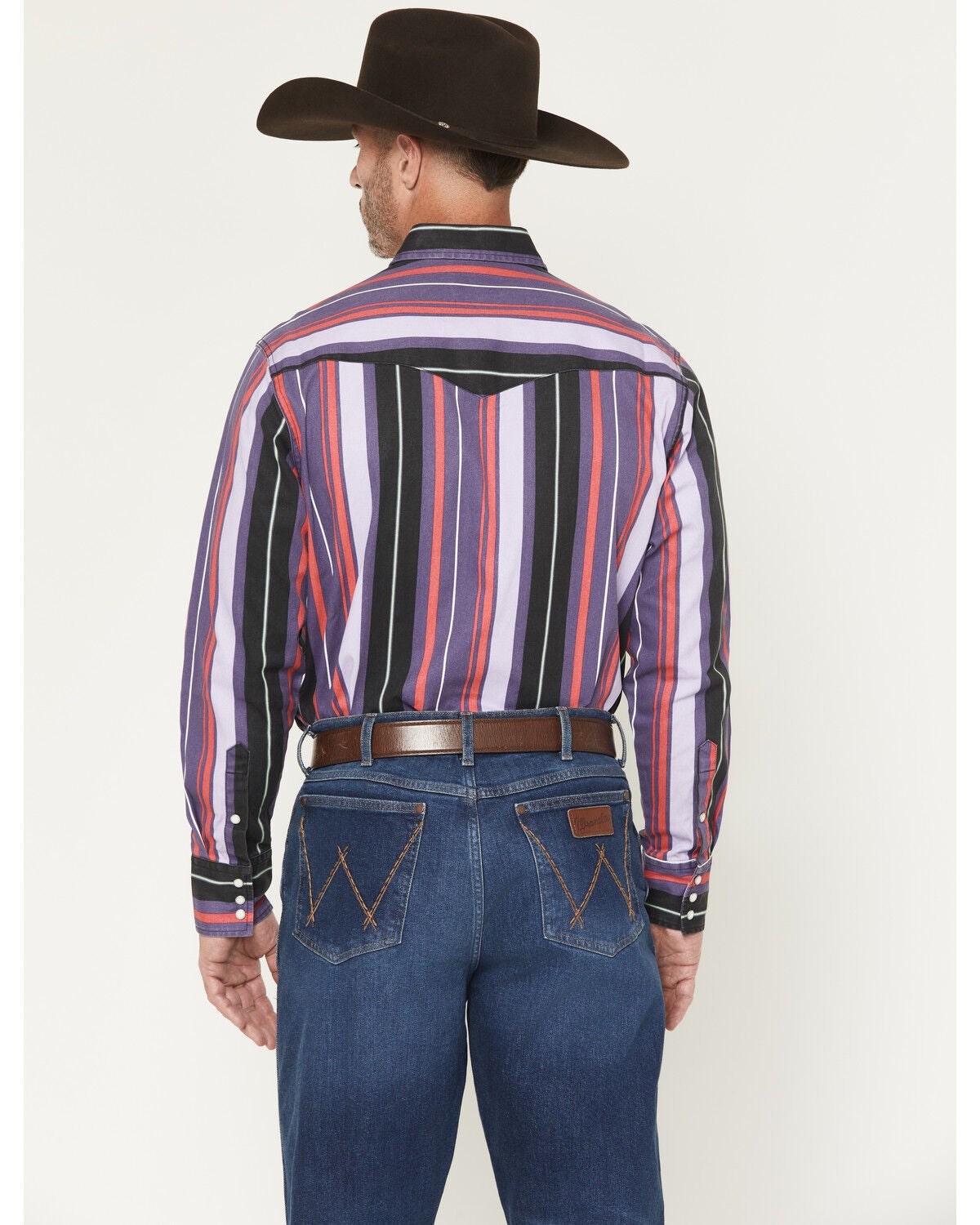 Image #4 - Wrangler Men's Vintage Brushpopper Striped Print Long Sleeve Snap Western Shirt, , hi-res