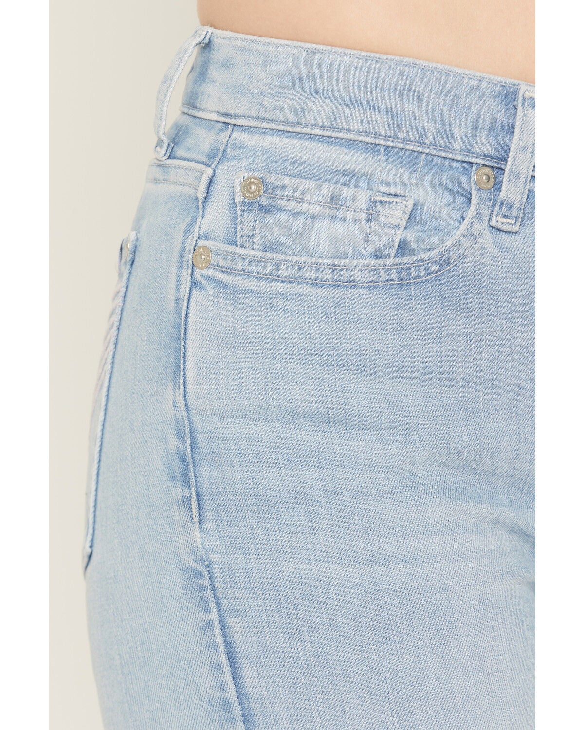 Image #2 - 7 For All Mankind Women's Bloom Light Wash Mid Rise Tailorless Dojo Trouser Stretch Denim Jeans, Light Wash, hi-res