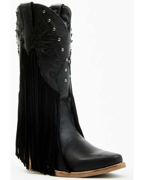 Dingo Women's Hoedown Fringe Western Boots - Pointed Toe , Black, hi-res