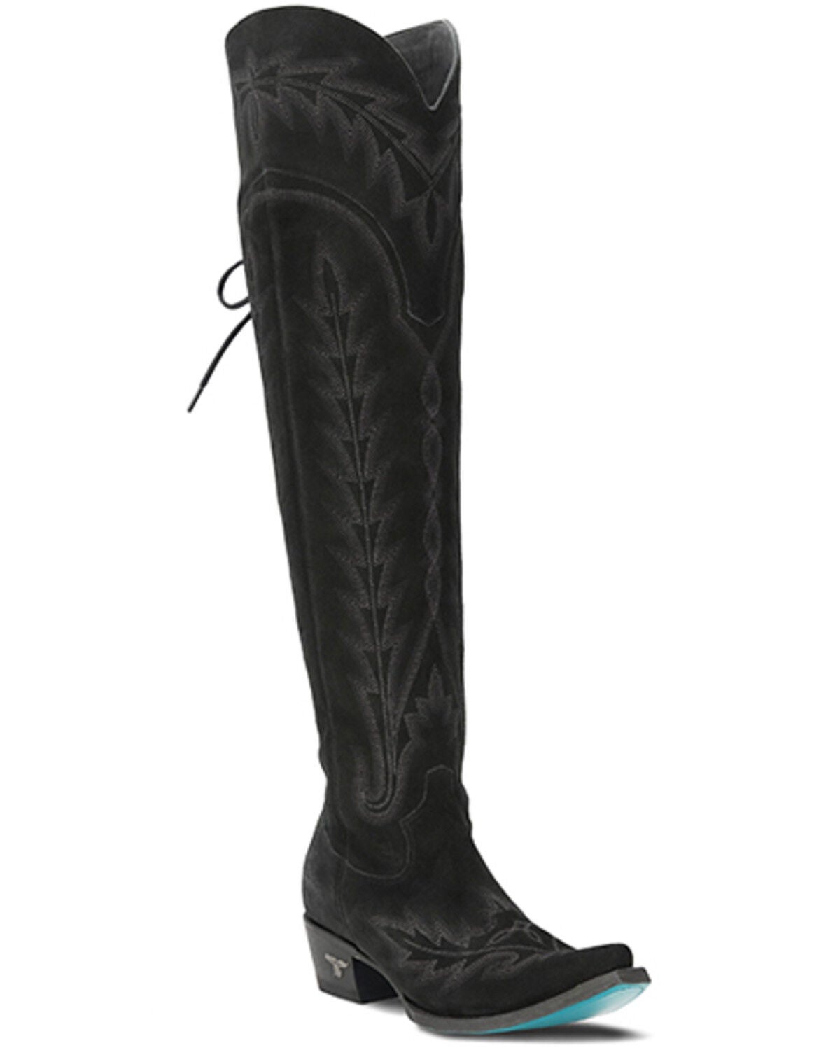 Lane Women's Lexington Over The Knee Suede Western Boots - Snip Toe, Black, hi-res