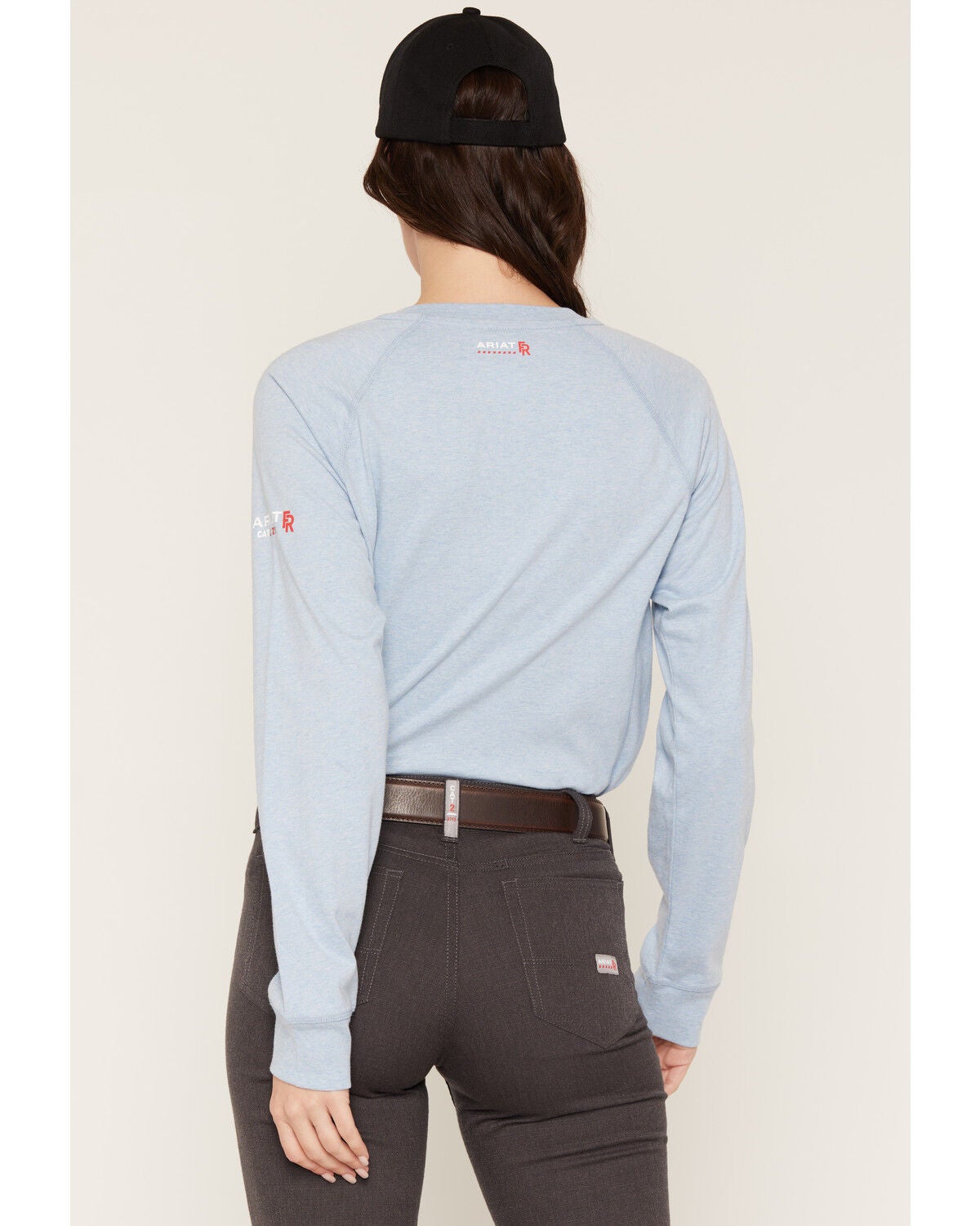 Image #4 - Ariat Women's FR Air Henley Long Sleeve 1/4 Button-Down Work Shirt, Heather Blue, hi-res