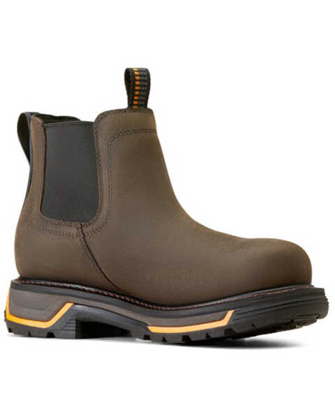 Ariat Men's Big Rig Waterproof Chelsea Work Boots - Round Toe , Brown, hi-res