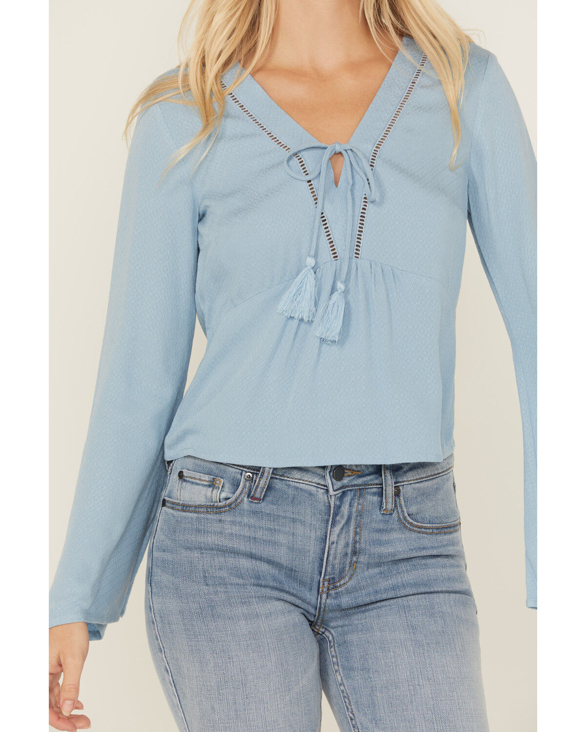 Image #3 - Idyllwind Women's Cedar Lace-Up Top, Light Blue, hi-res