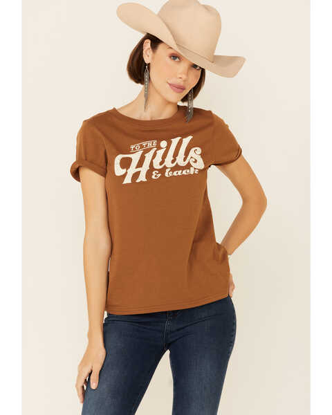 Image #1 - Shyanne Women's To The Hills & Back Graphic Short Sleeve Tee , Brown, hi-res