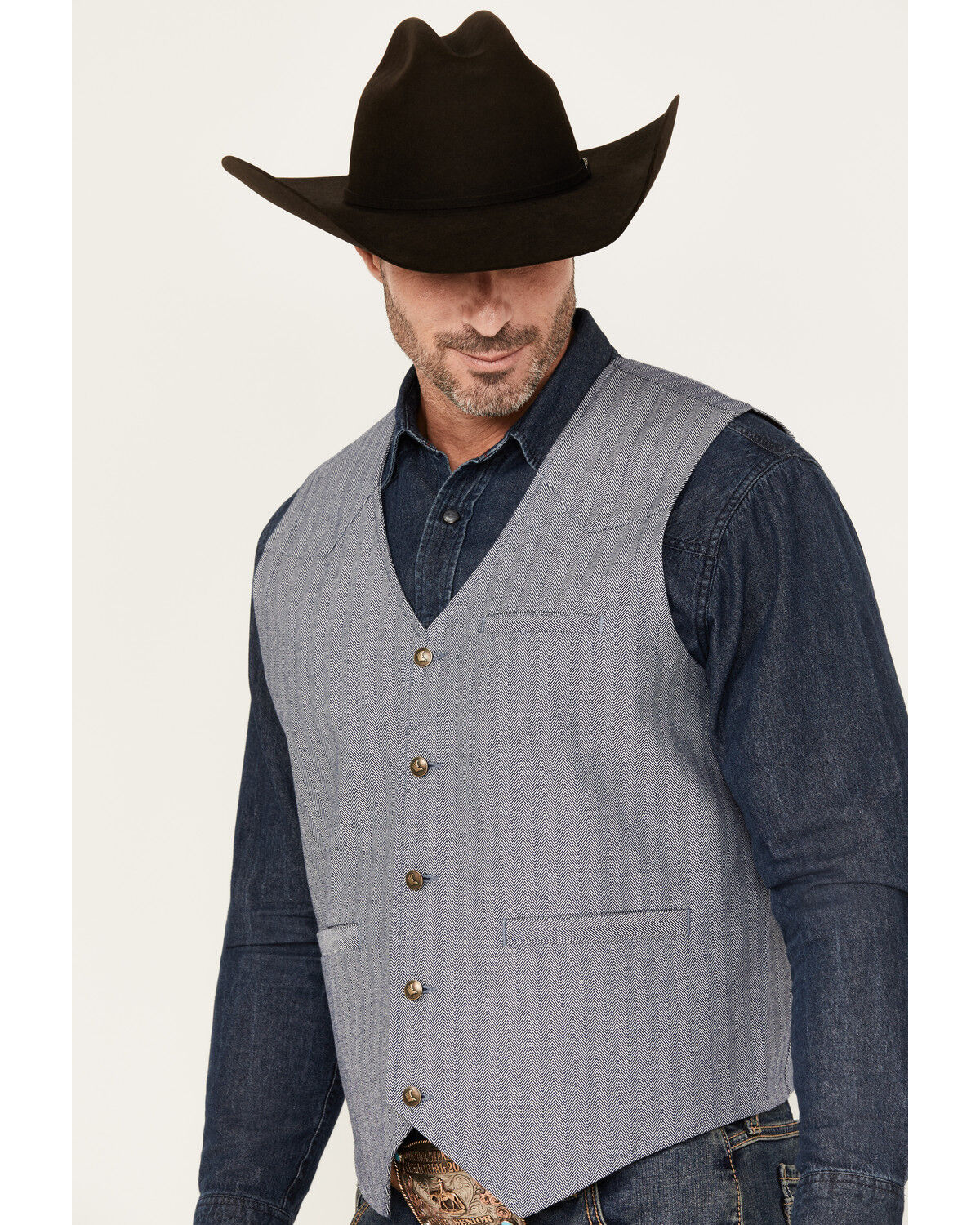 Image #2 - Cody James Men's St Louis Herringbone Vest, Dark Blue, hi-res