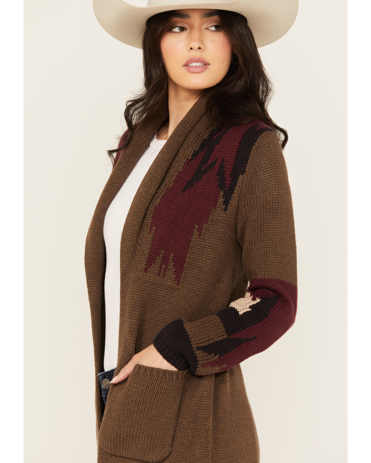 Image #2 - Shyanne Women's Southwestern Duster Cardigan, Forest Green, hi-res