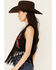 Image #2 - Vocal Women's Embroidered Rose Faux Suede Fringe Vest, Black, hi-res