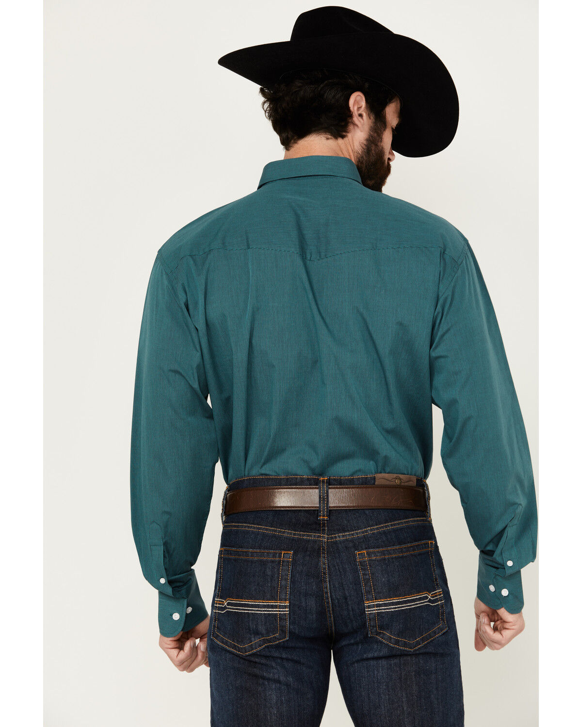 Image #4 - Resistol Men's Jackson Business Micro Striped Long Sleeve Button-Down Western Shirt, Teal, hi-res