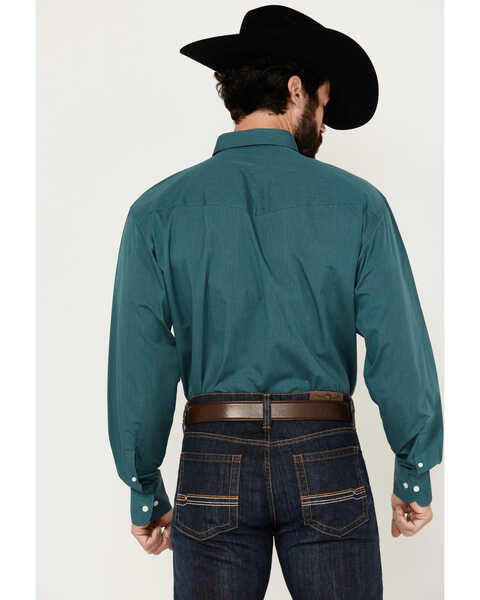 Image #4 - Resistol Men's Jackson Business Micro Striped Long Sleeve Button-Down Western Shirt , Teal, hi-res