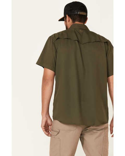 Image #4 - Hooey Men's Solid Habitat Sol Short Sleeve Snap Western Shirt , Olive, hi-res