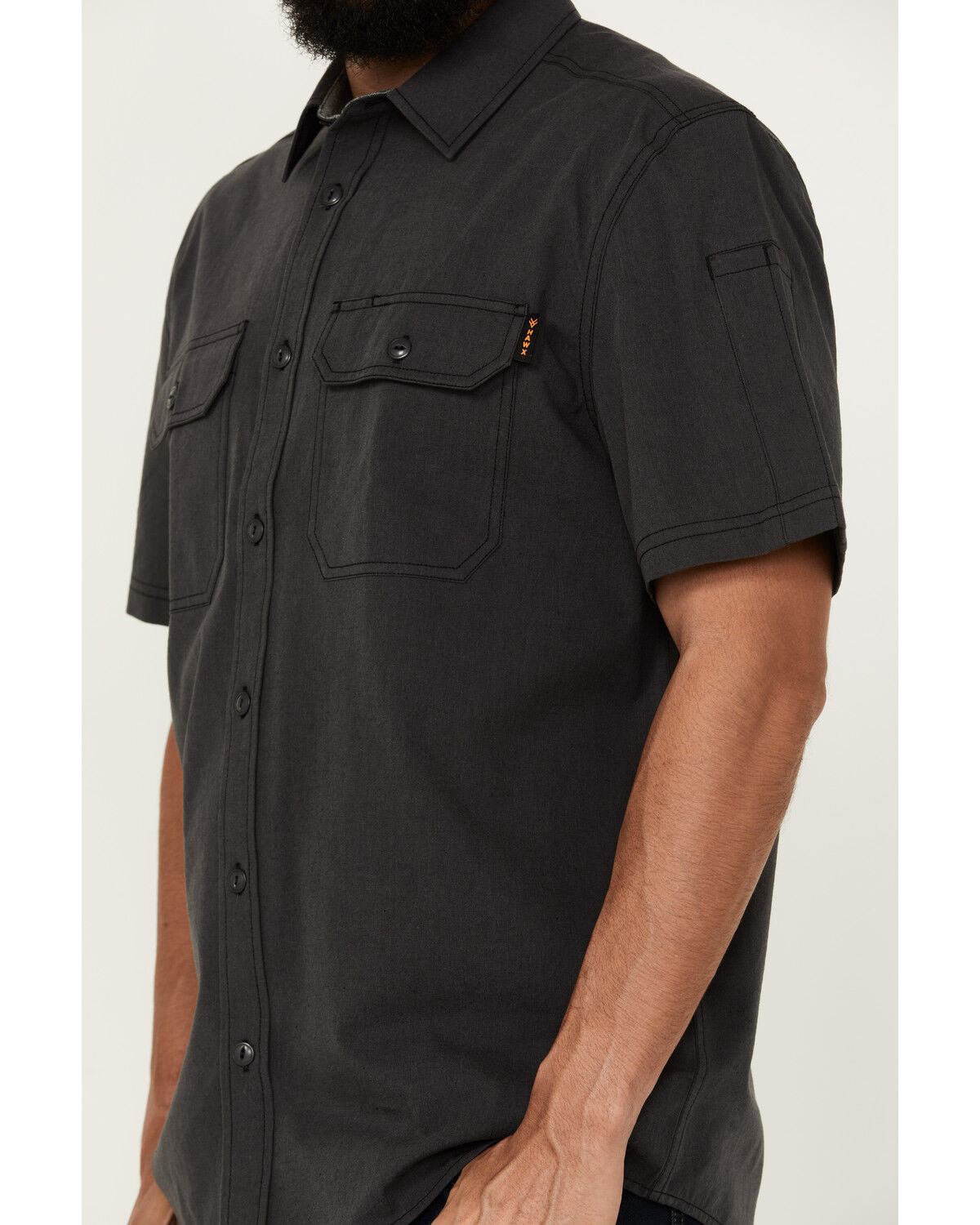 Image #3 - Hawx Men's Solid Short Sleeve Button-Down Work Shirt - Big, Charcoal, hi-res