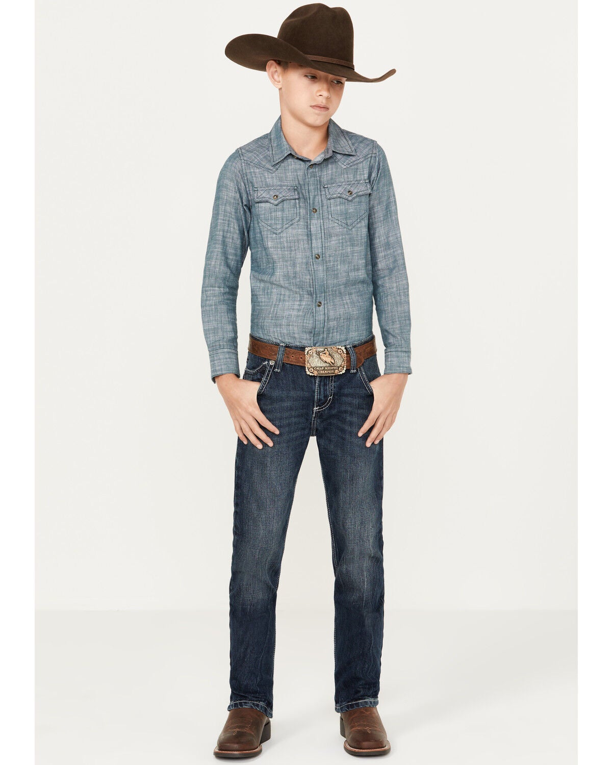 Wrangler Boys' Vintage Slim Fit Bootcut Jeans, Blue, hi-res