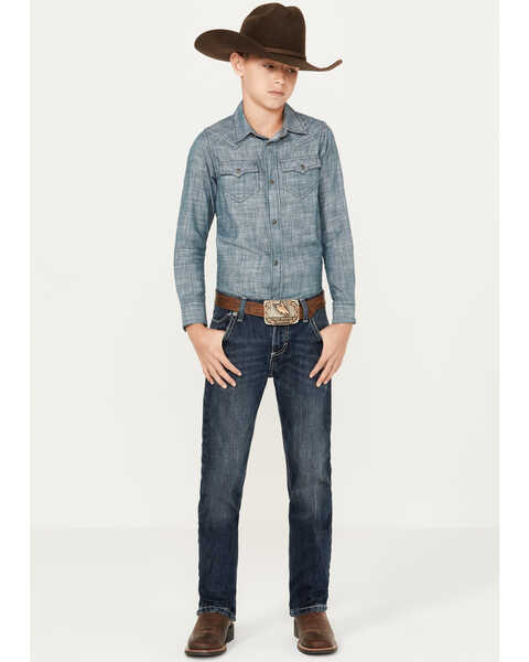 Image #1 - Wrangler Boys' Vintage Slim Fit Bootcut Jeans, Blue, hi-res