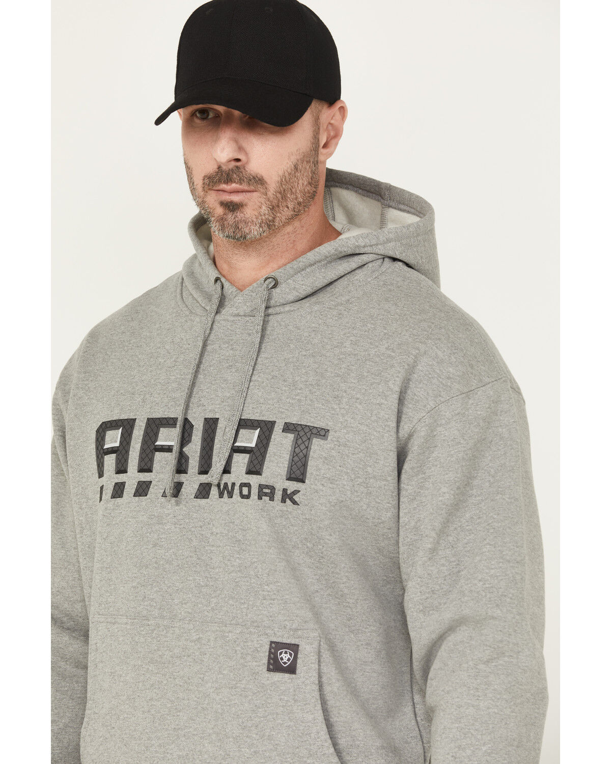 Image #2 - Ariat Men's Rebar Workman Drive Hooded Sweatshirt, Grey, hi-res