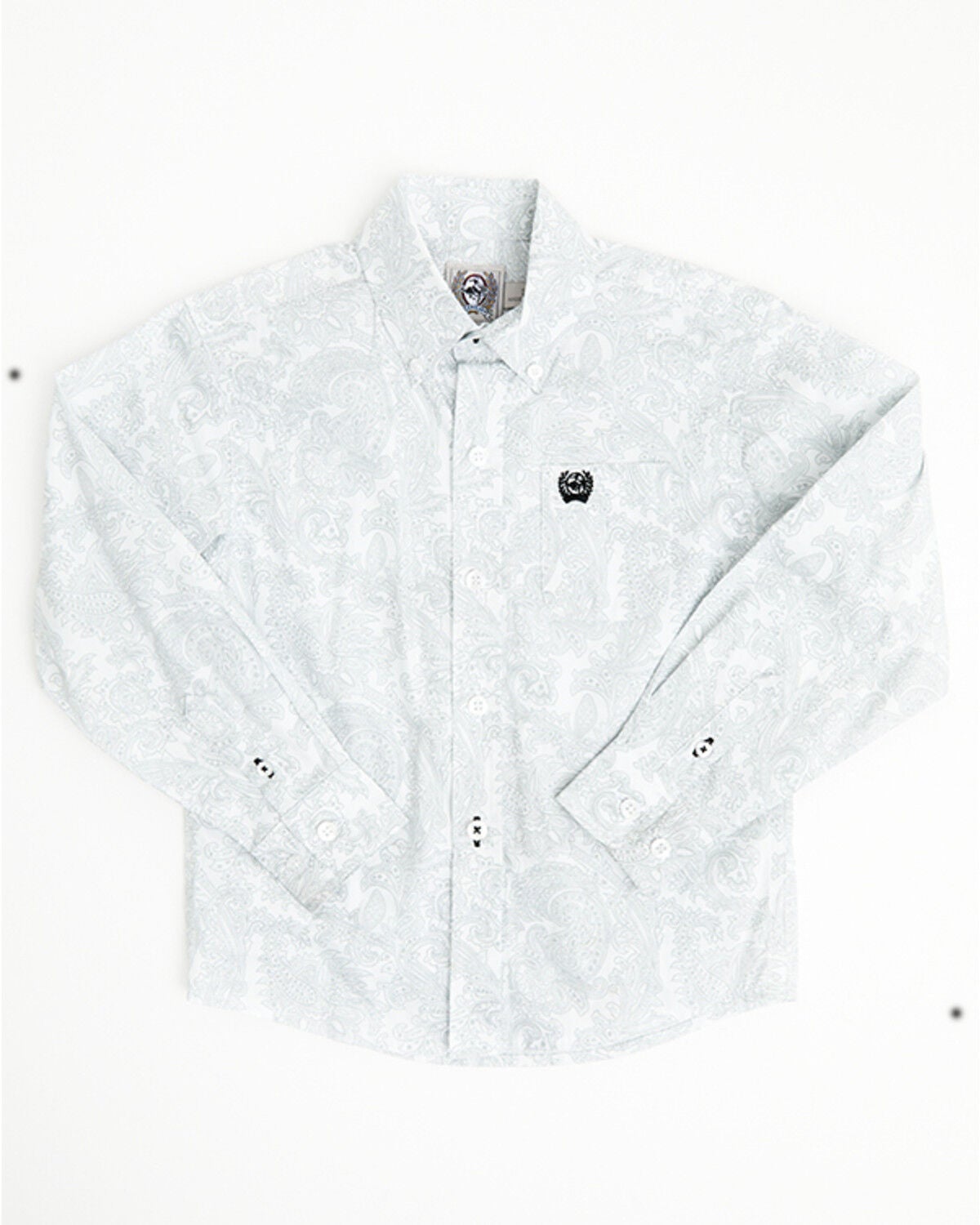 Image #1 - Cinch Toddler Boys' Paisley Print Long Sleeve Button-Down Western Shirt, White, hi-res